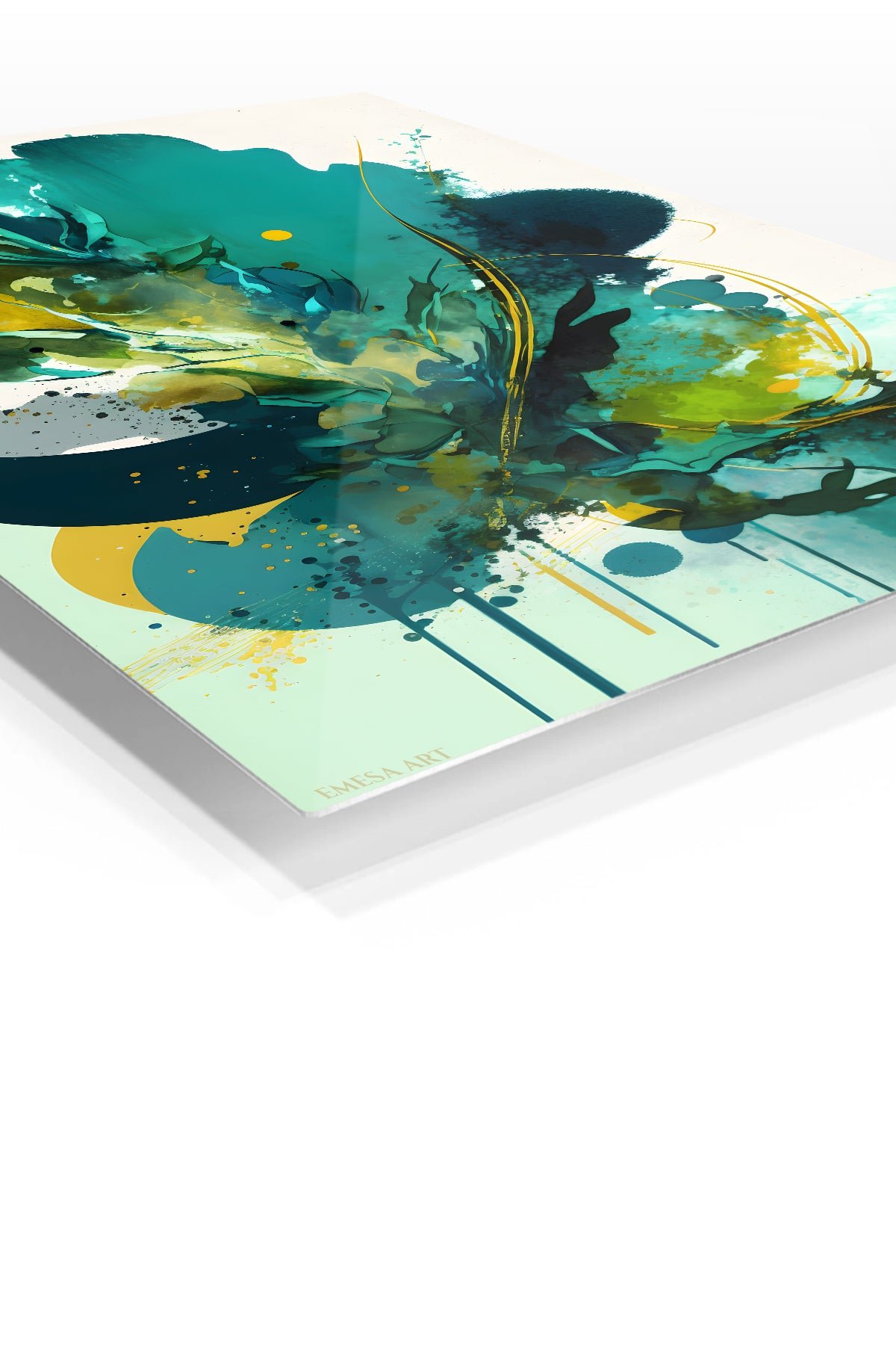 Teal Botanical Energy metal wall art print, view 2
