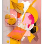 Coral Orbit Geometry metal wall art print