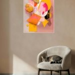 Coral Orbit Geometry metal wall art print, view 5