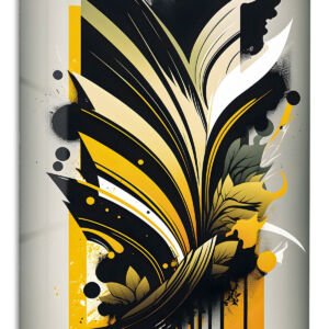 Golden Botanical Silhouette metal wall art print