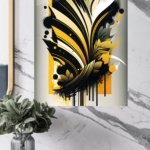 Golden Botanical Silhouette metal wall art print, view 4