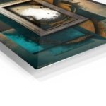 Fragmented Teal and Ochre Geometry metal wall art print, view 2