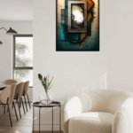 Fragmented Teal and Ochre Geometry metal wall art print, view 5
