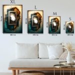 Fragmented Teal and Ochre Geometry metal wall art print, view 6