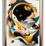 Golden Orbit Abstract Relief metal wall art print
