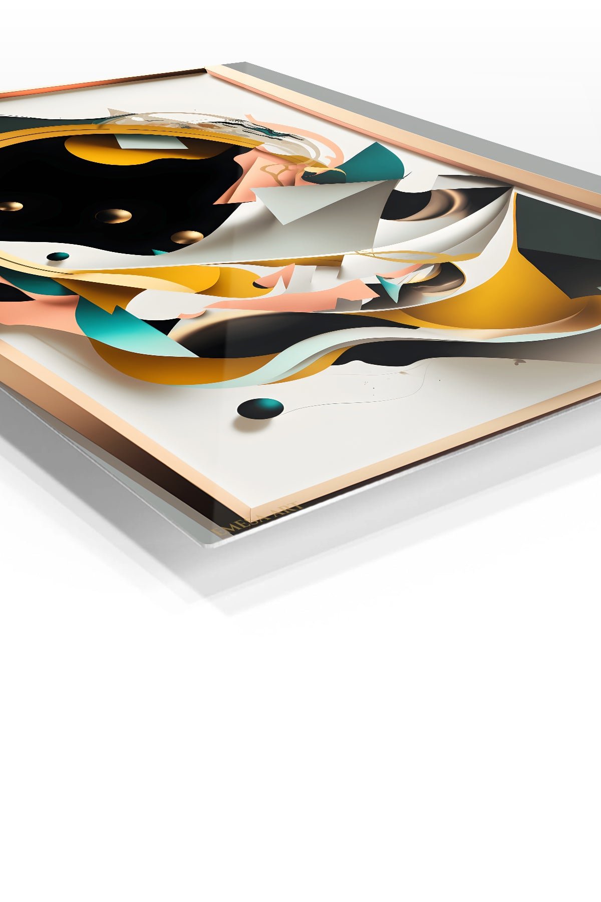 Golden Orbit Abstract Relief metal wall art print, view 2