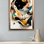 Golden Orbit Abstract Relief metal wall art print, view 4