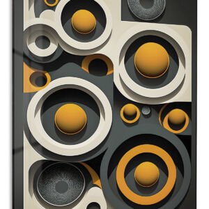 Amber Orbit Relief metal wall art print