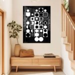Monochrome Circle Grid metal wall art print, view 5