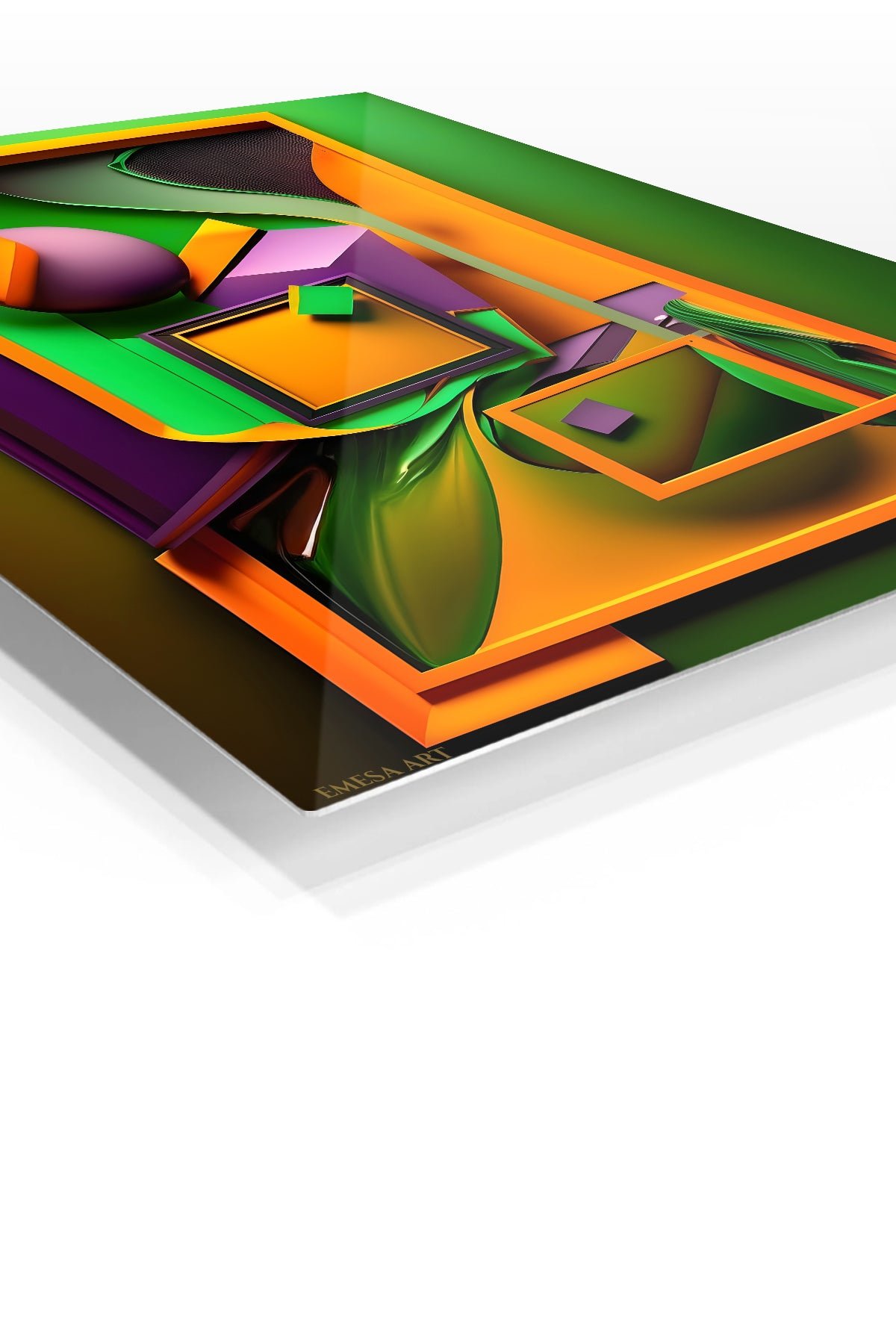 Emerald Frames and Orange Forms metal wall art print, view 2