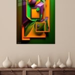 Emerald Frames and Orange Forms metal wall art print, view 4