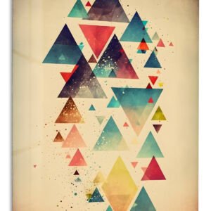 Colorful Floating Triangles metal wall art print