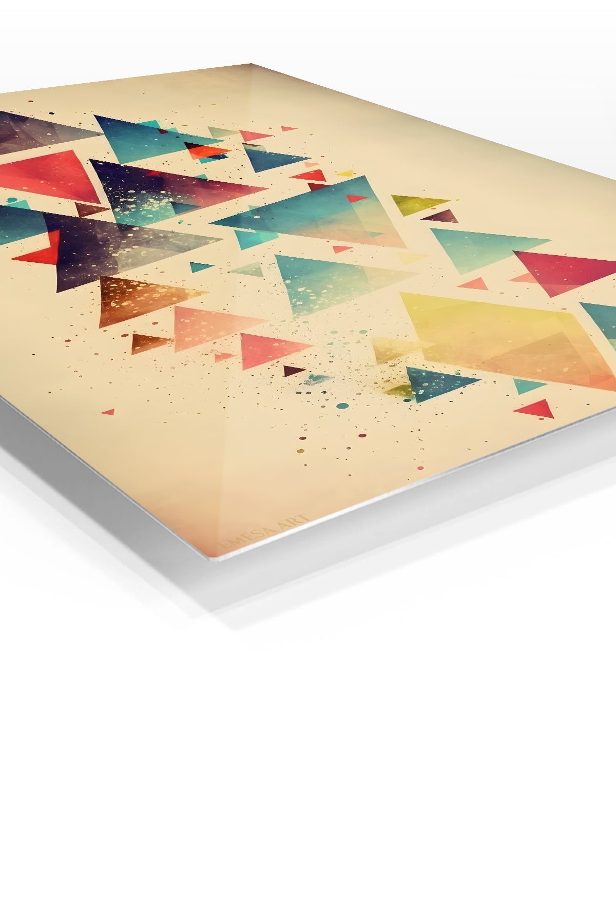 Colorful Floating Triangles metal wall art print, view 2