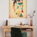 Colorful Floating Triangles metal wall art print, view 5