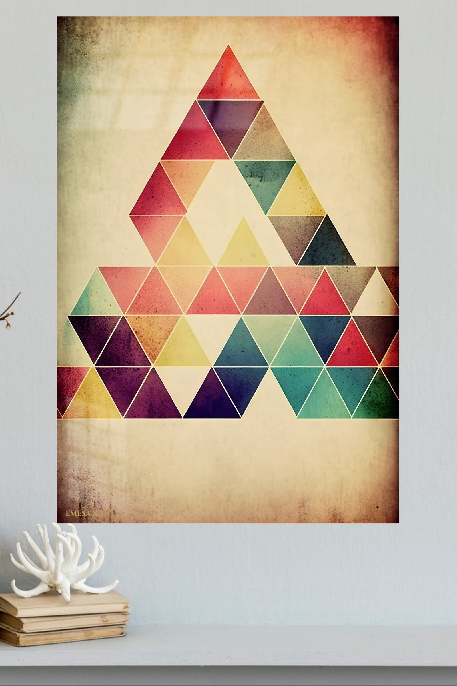 Textured Triangle Mosaic metal wall art print, view 4