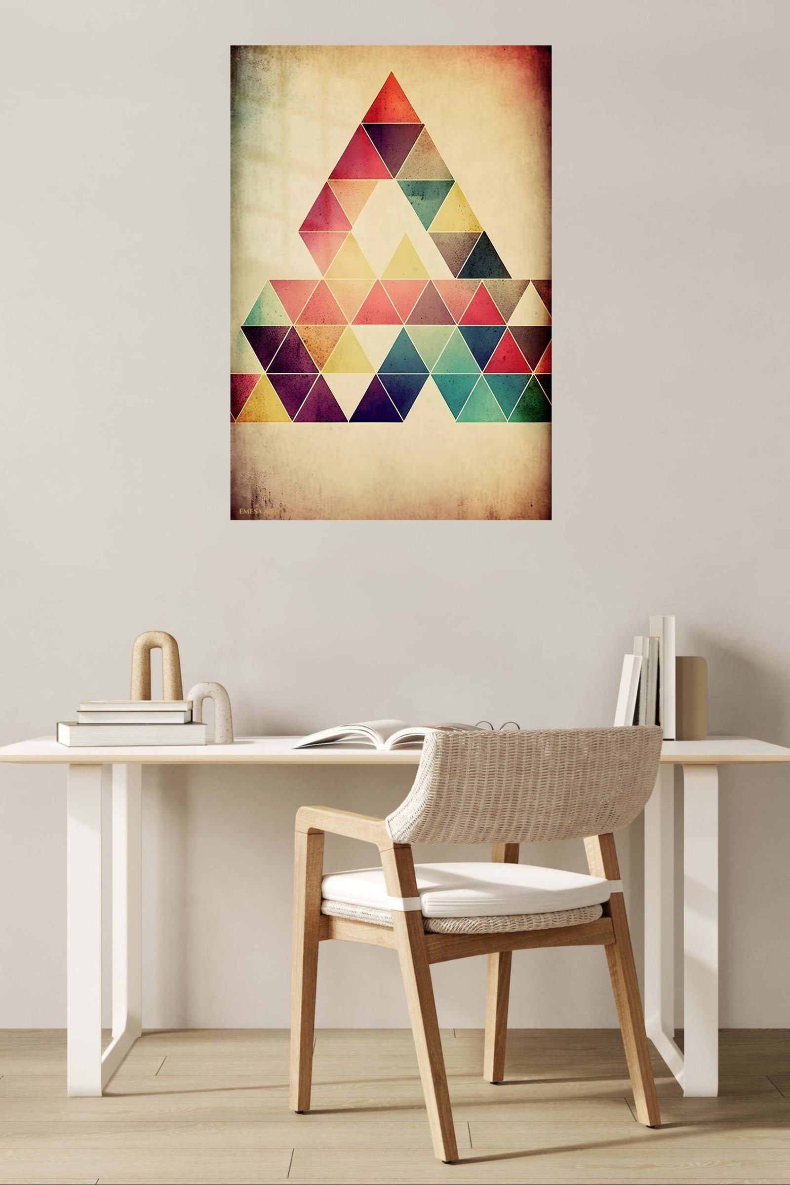 Textured Triangle Mosaic metal wall art print, view 5