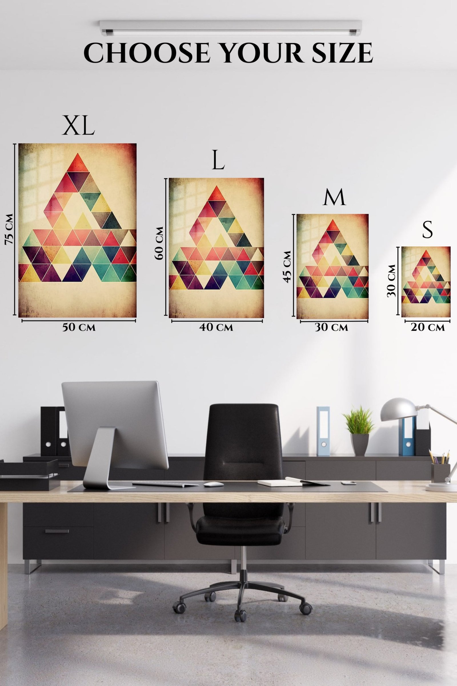 Textured Triangle Mosaic metal wall art print, view 6