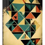 Teal and Ochre Triangle Mosaic metal wall art print