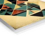 Teal and Ochre Triangle Mosaic metal wall art print, view 2