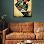 Teal and Ochre Triangle Mosaic metal wall art print, view 5