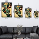 Teal and Ochre Triangle Mosaic metal wall art print, view 6