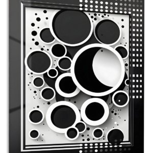 Monochrome Orbit Relief metal wall art print