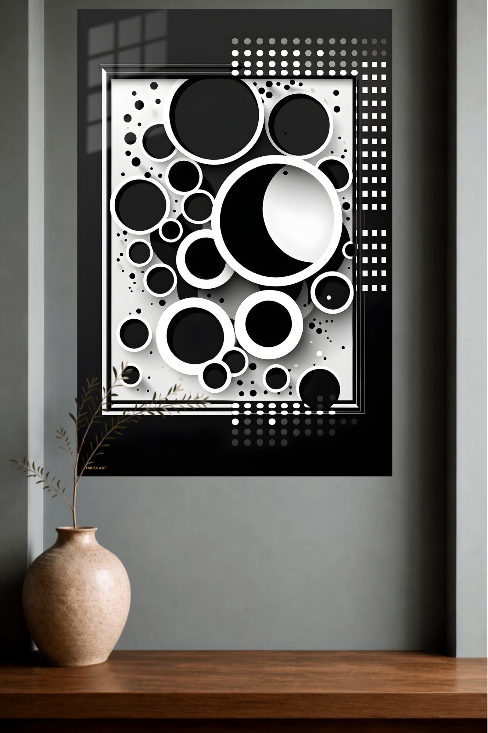Monochrome Orbit Relief metal wall art print, view 4