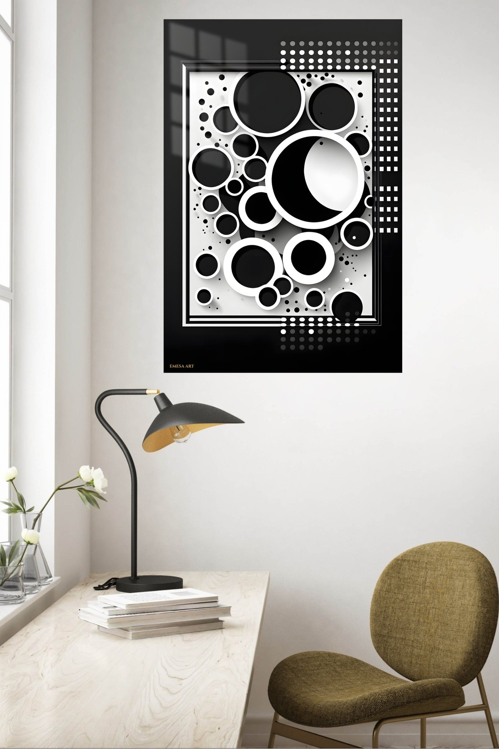 Monochrome Orbit Relief metal wall art print, view 5