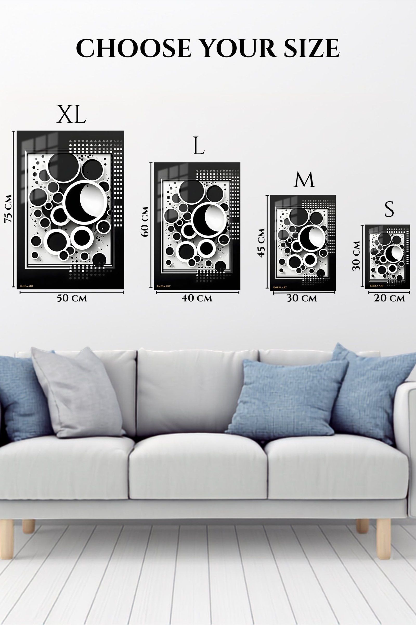 Monochrome Orbit Relief metal wall art print, view 6
