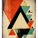 Distressed Geometric Triangle Composition metal wall art print