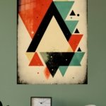 Distressed Geometric Triangle Composition metal wall art print, view 4