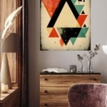 Distressed Geometric Triangle Composition metal wall art print, view 5