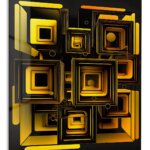 Golden Nested Geometry metal wall art print