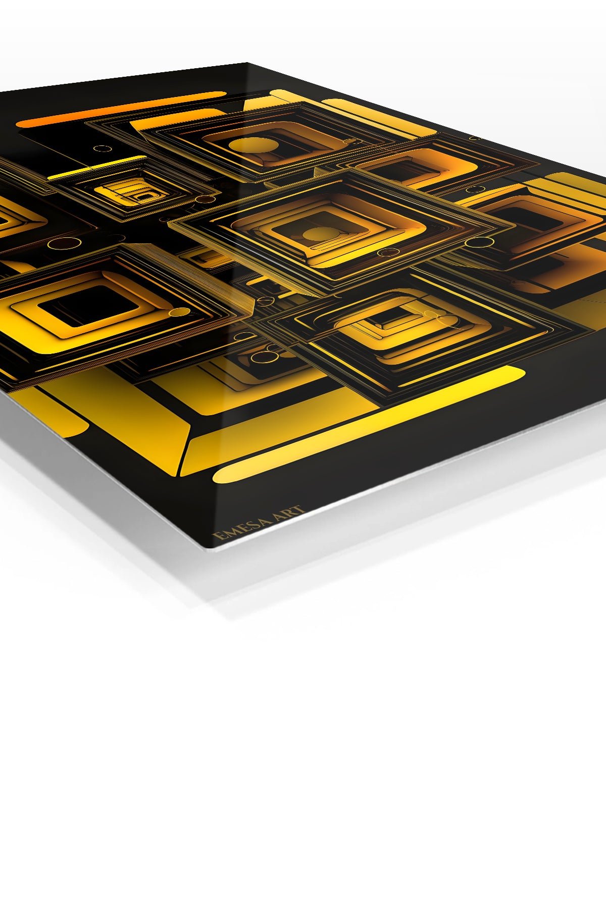 Golden Nested Geometry metal wall art print, view 2