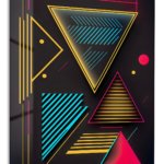 Neon Geometry on Black metal wall art print