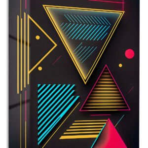 Neon Geometry on Black metal wall art print