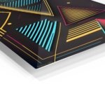 Neon Geometry on Black metal wall art print, view 2