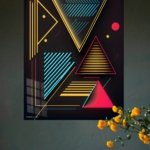 Neon Geometry on Black metal wall art print, view 4