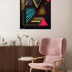 Neon Geometry on Black metal wall art print, view 5