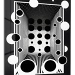 Monochrome Orbital Depth metal wall art print