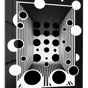 Monochrome Orbital Depth metal wall art print
