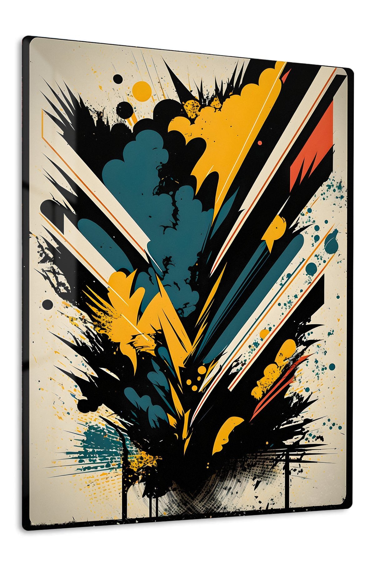 Teal and Gold Velocity metal wall art print