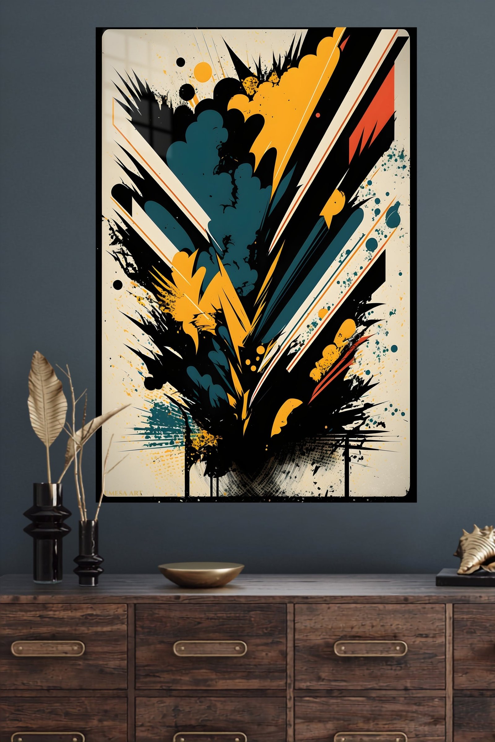 Teal and Gold Velocity metal wall art print, view 4