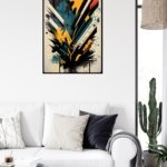 Teal and Gold Velocity metal wall art print, view 5