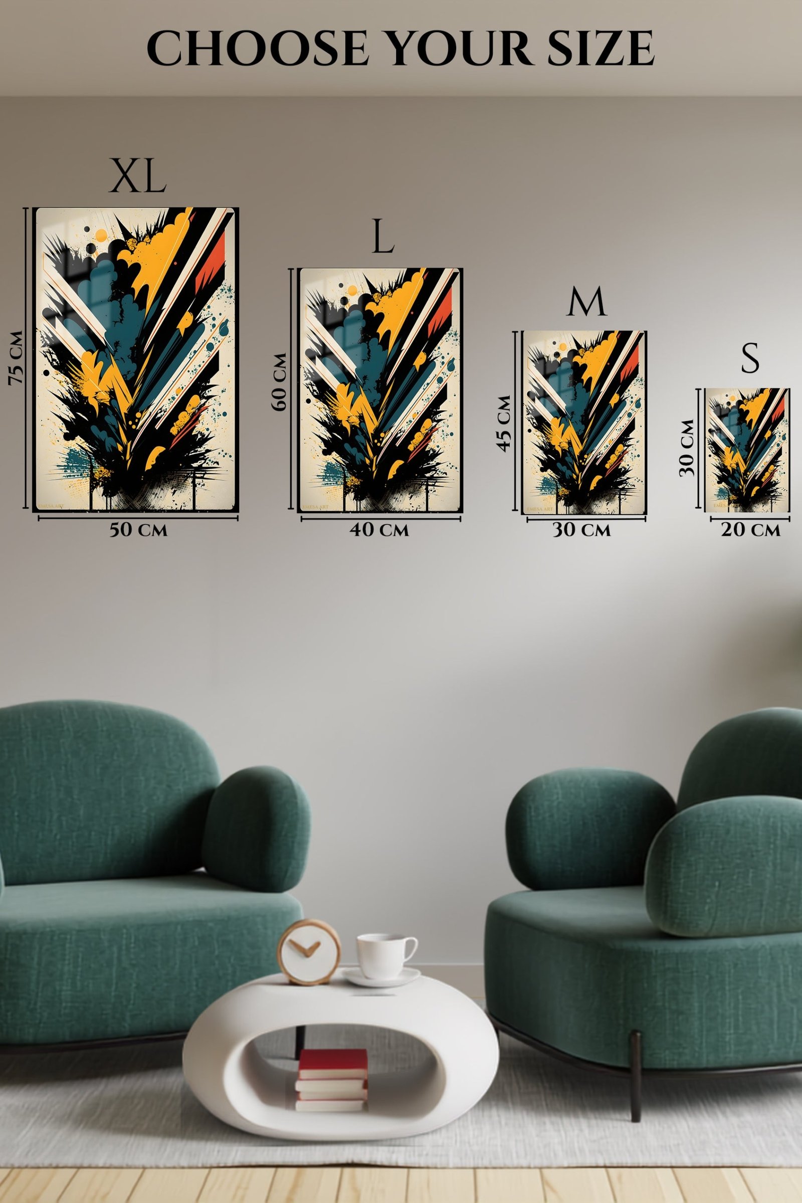 Teal and Gold Velocity metal wall art print, view 6