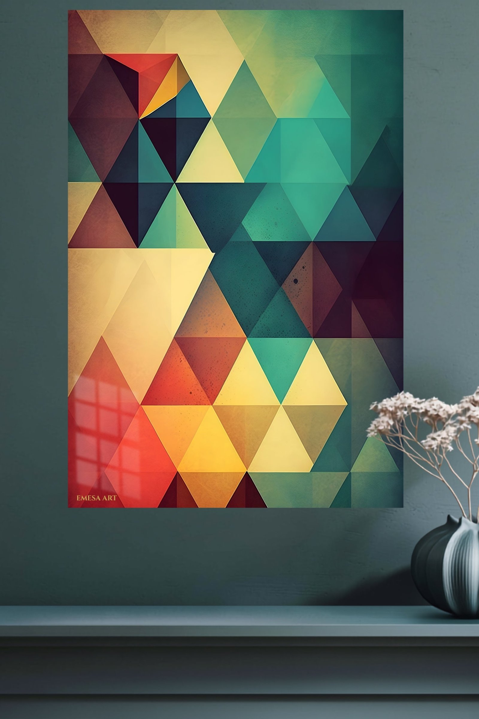Prismatic Triangle Mosaic metal wall art print, view 4