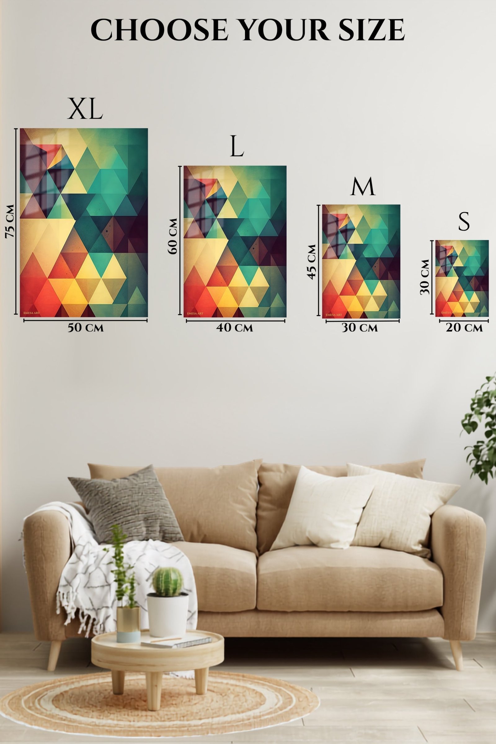 Prismatic Triangle Mosaic metal wall art print, view 6