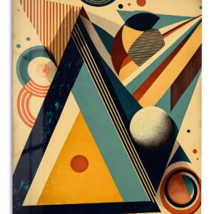 Retro Geometric Orbit metal wall art print