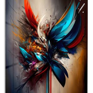 Crimson and Cyan Fracture metal wall art print