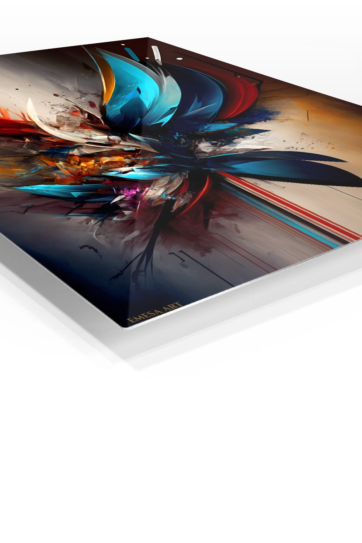 Crimson and Cyan Fracture metal wall art print, view 2